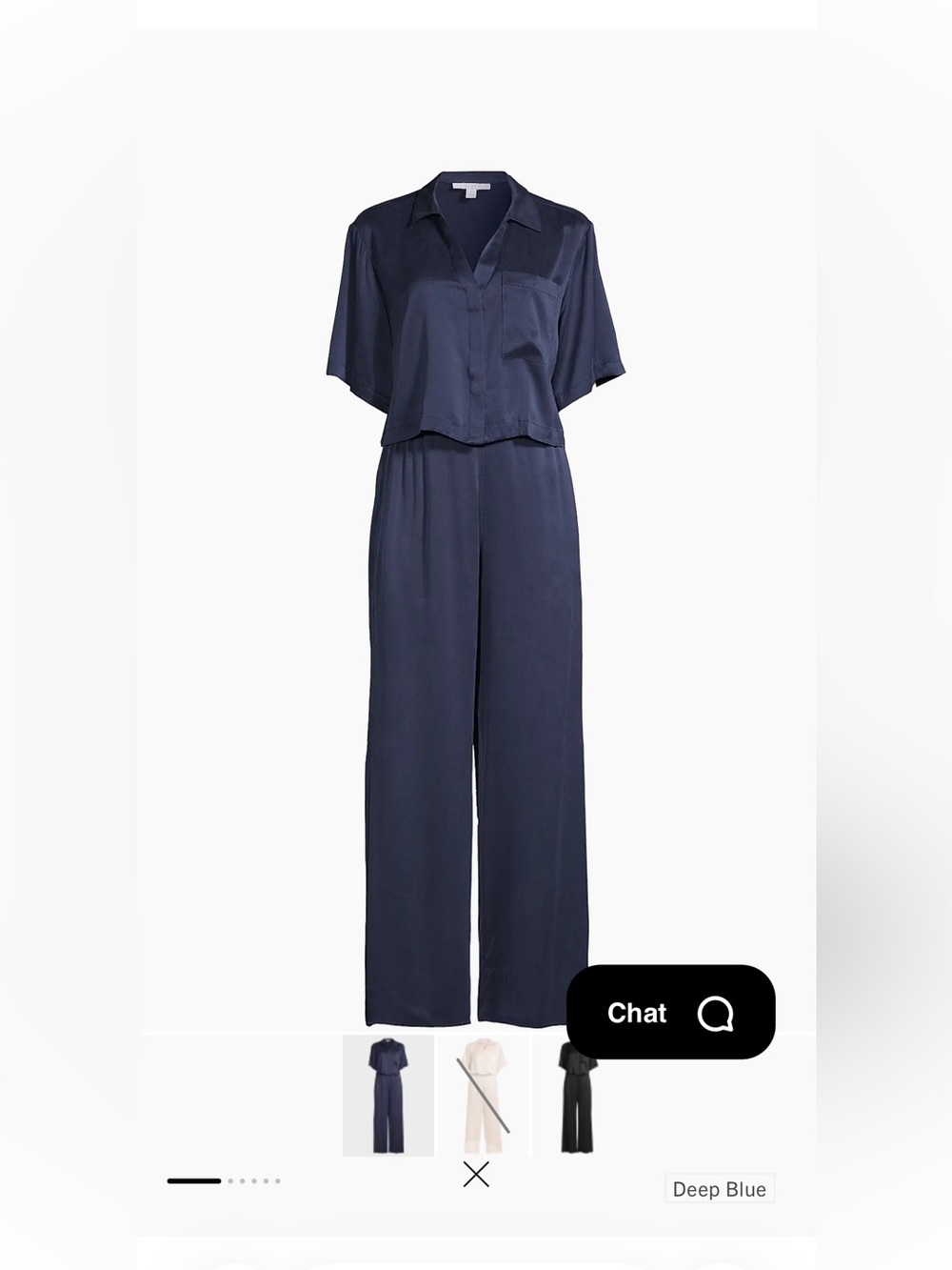NWT LUNYA washable silk high rise pant set size xs washed dark blue